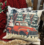 Merry Christmas with red truck Pillow Cover 17x17inch