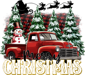 Merry Christmas with red truck Pillow Cover 17x17inch