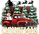 Merry Christmas with red truck Pillow Cover 17x17inch