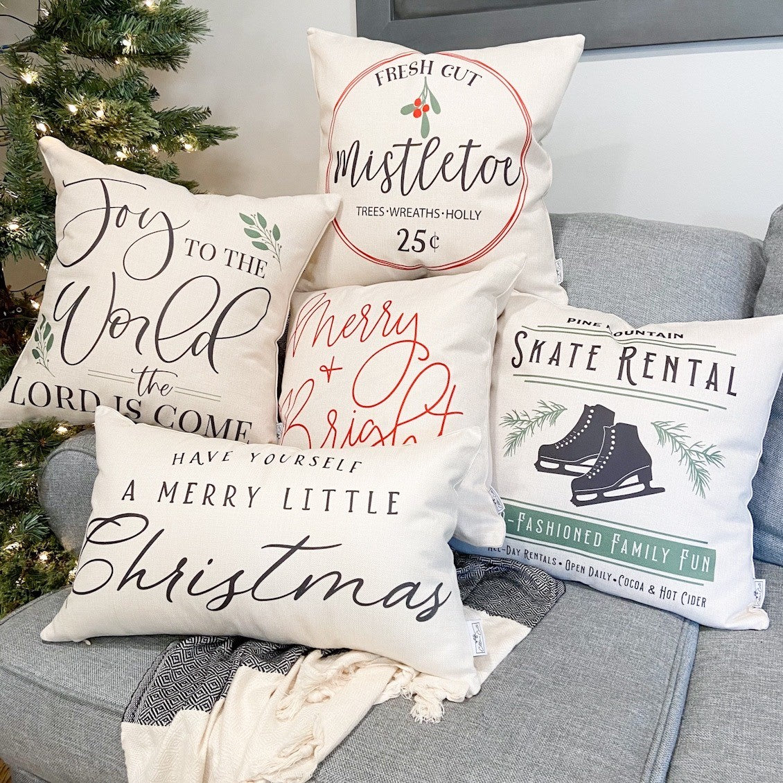 Farmhouse christmas throw pillows fashion